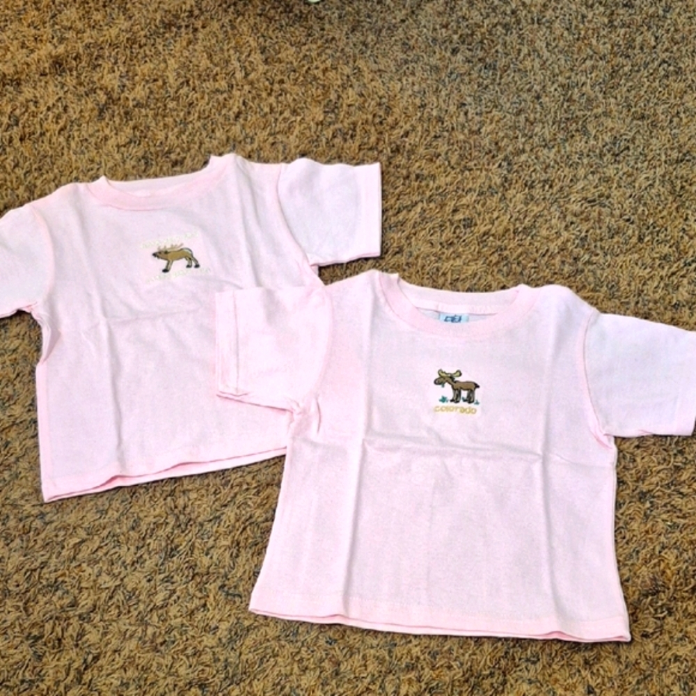 Lot of 2 Brand New Colorado Estes Park Moose T-Shirts Embroidery 3T